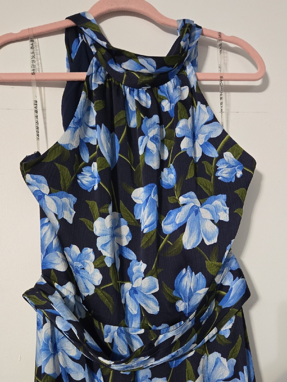 Blue Floral Halter Maxi Dress - Picture 6 of 10